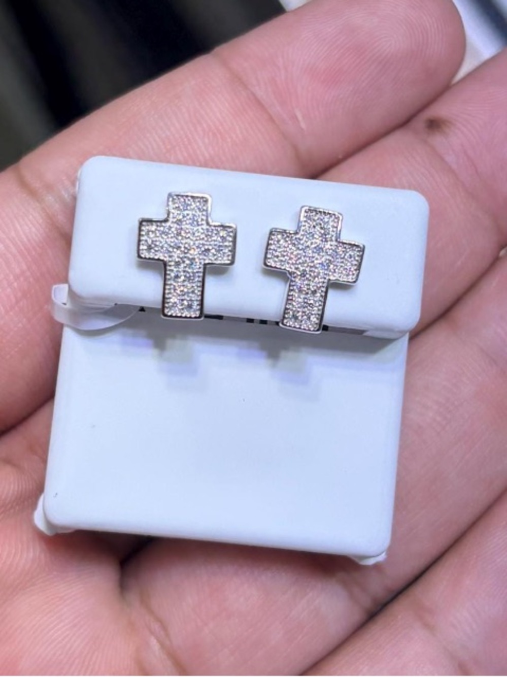 Cross Moissanite Stud Earrings